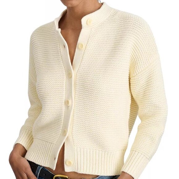 Alex Mill Nico Ivory Crewneck Cotton Cardigan NWT Size Medium Women’s - Picture 6 of 6